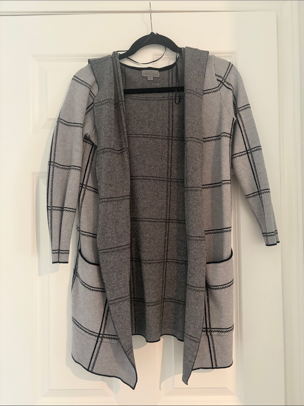 Gray Hooded Open-Front Cardigan